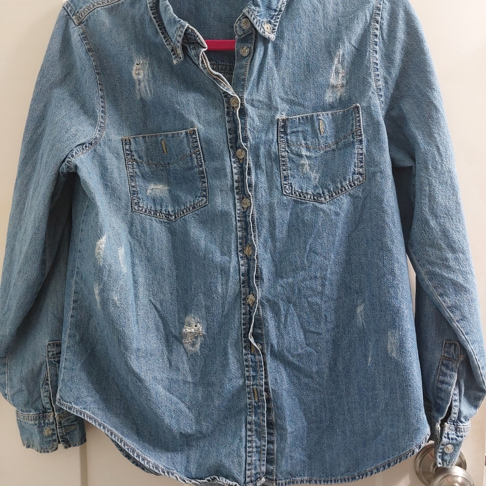 Jean button up top